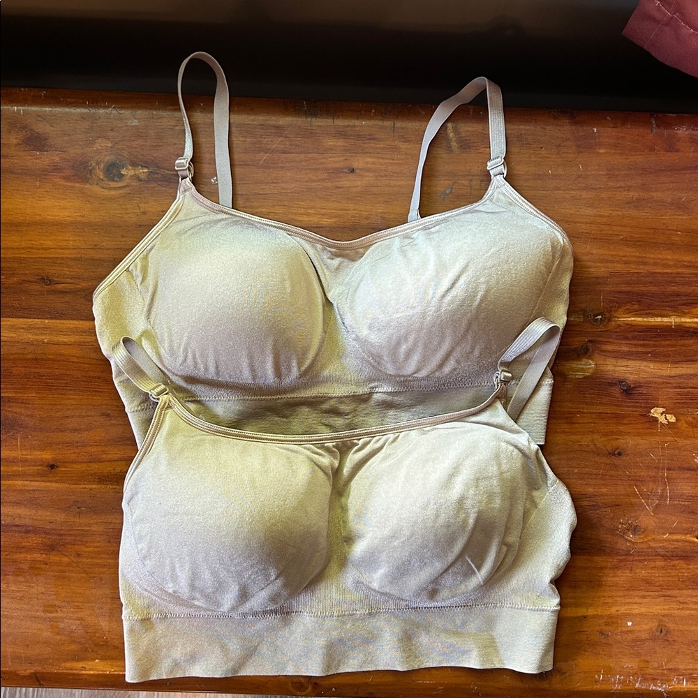 WARNER'S 2 Tan Bralettes Elastic Band Lined Cups Women's XL